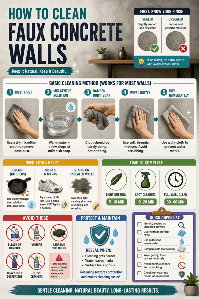 Infographic - How to Clean Faux Concrete Walls