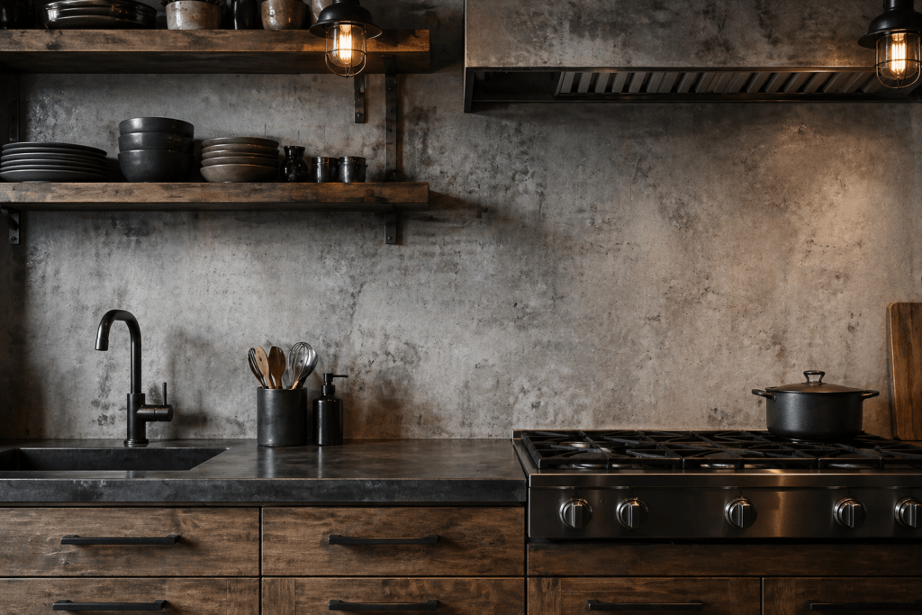 Faux Concrete Backsplash