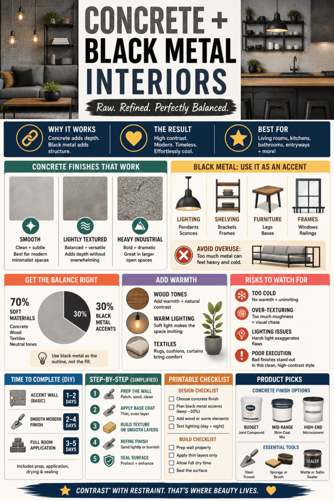 Infographic - Concrete & Black Metal Interiors