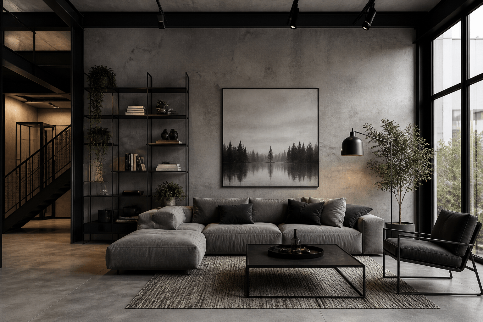 Concrete + Black Metal Interiors (Design Guide)