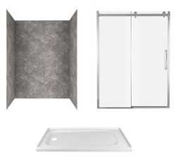 Concrete Shower Surround Package with Sliding Glass Door and Base
