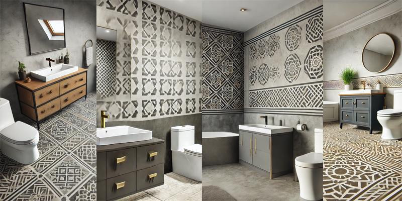 Concrete Stencil Interior Walls and Floors in Bathrooms