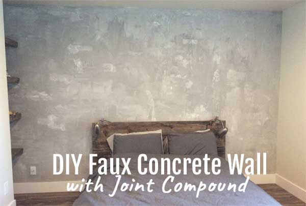 DIY Faux Concrete Wall with Joint Compound, Cement Tint and a Trowel