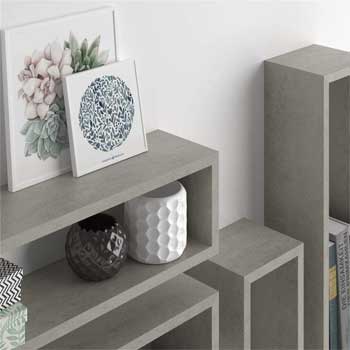 Floating Shelves with Faux Grey Concrete Finish