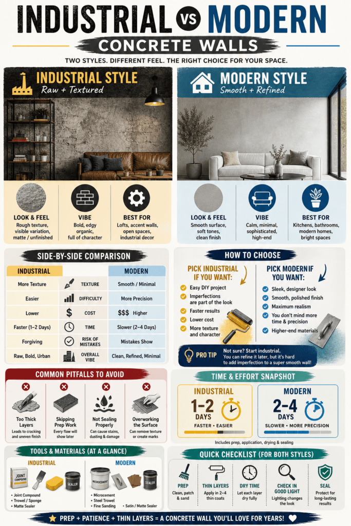 Infographic - Industrial VS Modern Concrete Walls