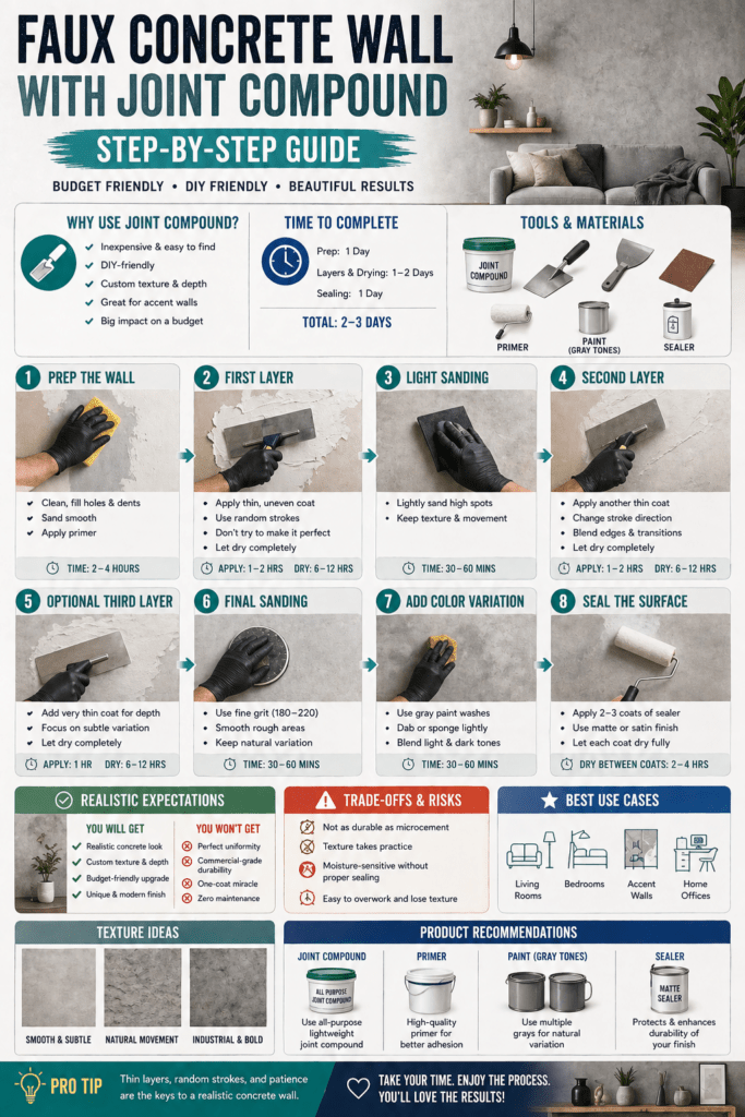 Infographic - Faux Concrete Wall with Joint Compound