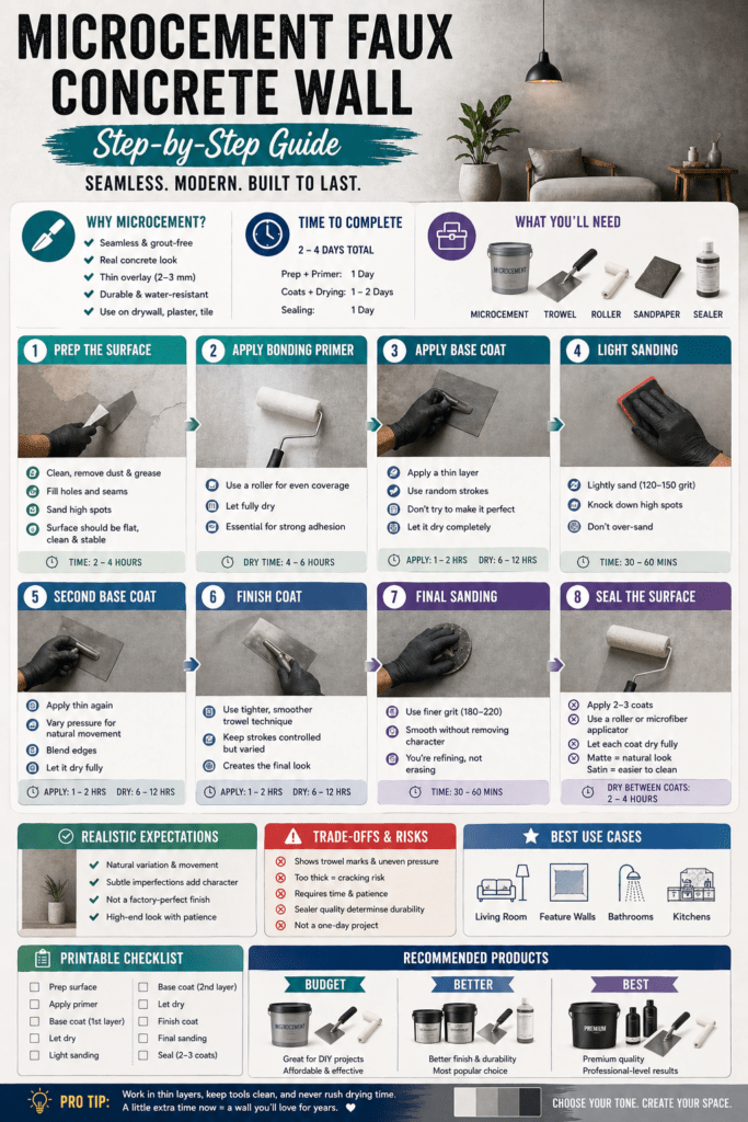 Infographic - Microcement Faux Concrete Wall Step by Step Guide