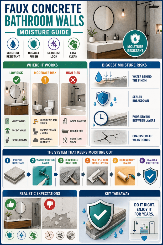 Infographic - Faux Concrete Bathroom Walls Moisture Guide