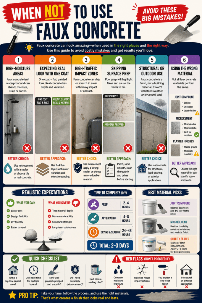 Infographic - When Not to Use Faux Concrete