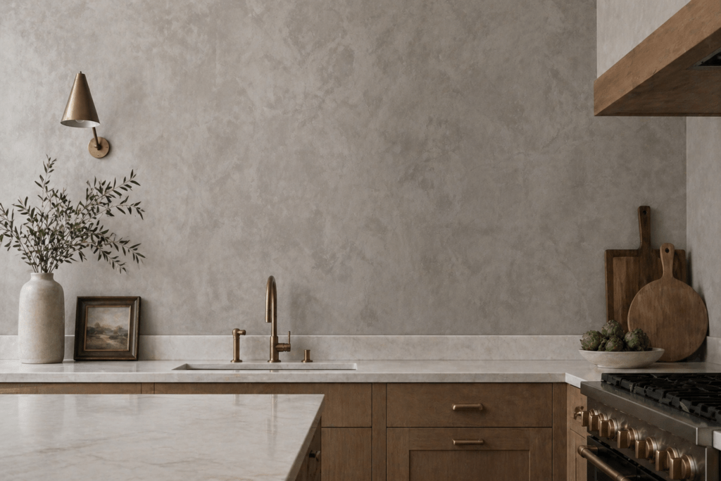 Roman Clay Wall Finish in Kitchen