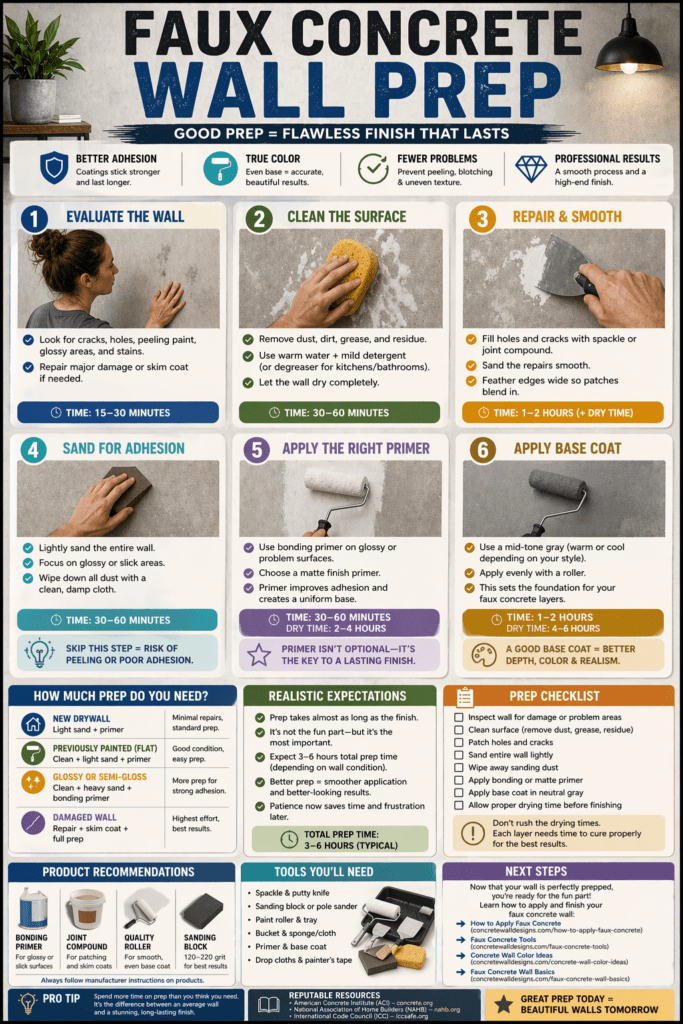 Infographic - Faux Concrete Wall Prep